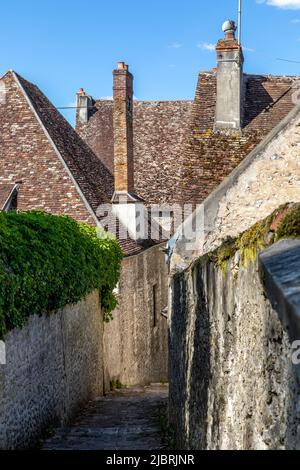 Provins, France - 31 mai 2020 : scène de rue avec maisons anciennes dans la ville médiévale de Provins, département de Seine-et-Marne, région Ile-de-France Banque D'Images
