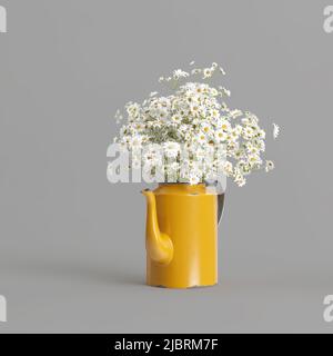 3d illustration de fleurs de vase isolées sur fond blanc Banque D'Images