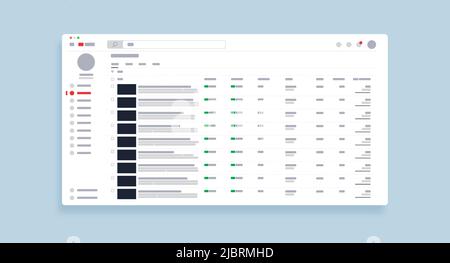 YouTube Creator Studio Dashboard social media video blogger concept. Illustration vectorielle EPS 10 Illustration de Vecteur