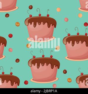 Motif de cuisine des fêtes sans coutures. Cupcake, gâteau, pâtisserie sucrée, cupcake avec glaçage coloré et détails colorés. Concept alimentaire. Vecteur réaliste Illustration de Vecteur