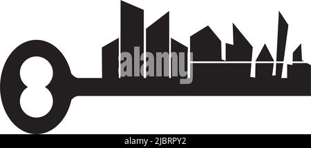 Logo de l'appartement avec modèle d'illustration d'icône de clé Illustration de Vecteur