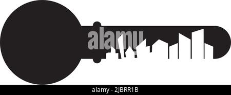 Logo de l'appartement avec modèle d'illustration d'icône de clé Illustration de Vecteur