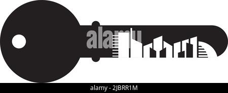 Logo de l'appartement avec modèle d'illustration d'icône de clé Illustration de Vecteur