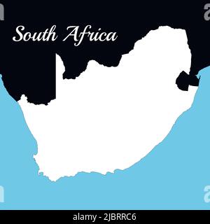 Afrique du Sud. Carte d'arrière-plan en noir et blanc, dessinée avec précision cartographique. Vue panoramique. Illustration de Vecteur