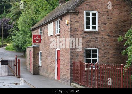 The Iron Bridge, Telford, Shropshire, Royaume-Uni - attraction touristique. Le péage de Iron Bridge. Banque D'Images