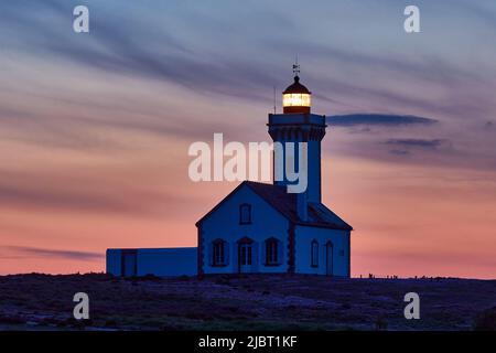 France, Morbihan, Belle Ile en mer, Sauzon, phare de la Pointe des Poulains Banque D'Images