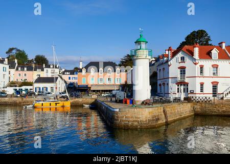 France, Morbihan, Belle Ile en mer, Sauzon, Port de Sauzon Banque D'Images