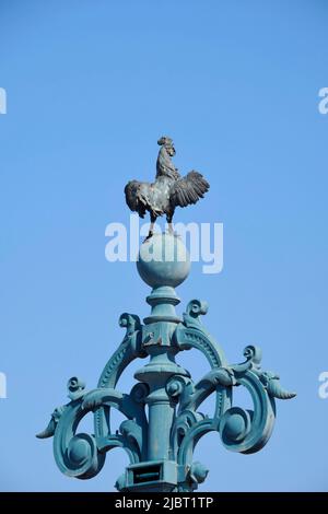 France, Rhône, Lyon, Pont de l'Université sur le Rhône, fin du 19th siècle, sculpture, rooster Banque D'Images