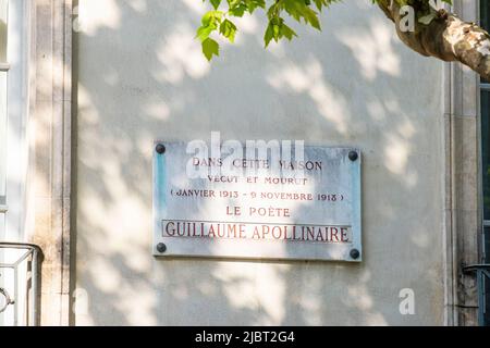 France, Paris, lieu de naissance de Guillaume Apollinaire Banque D'Images