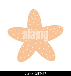 Starfish, plat Graphic Clipart. Mollusque de mer. Nature sauvage de la mer. Dessin pour enfants, illustration pour enfants. Isolé sur blanc. Étoile de mer brune. Banque D'Images