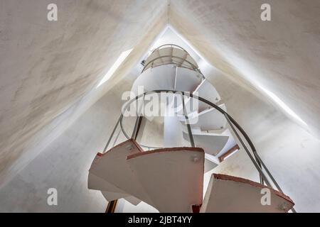 France, Herault, Leucate, cap Leucate, les escaliers du phare Leucate Banque D'Images