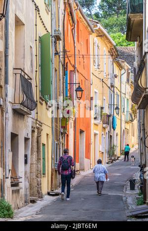 France, Hérault, Gignac, rue Saint-Michel, une des principales ruelles du centre historique Banque D'Images