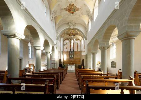 Allemagne, Bade-Wurtemberg, Lac de Constance (Bodensee), Île monastique de Reichenau, classée au patrimoine mondial de l'UNESCO, Église de Reichenau-Niederzell, église Saint-Pierre et Saint-Paul Banque D'Images