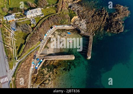 France, Manche, Cotentin, le Cap de la Hague, Saint Germain des Vaux, port racine est le plus petit port de France Banque D'Images