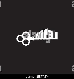 Logo de l'appartement avec modèle d'illustration d'icône de clé Illustration de Vecteur