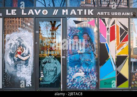 France, Paris, Paris quartier Rive gauche, boulevard des Maréchaux, la librairie LavoMatik, spécialisée dans les arts urbains Banque D'Images