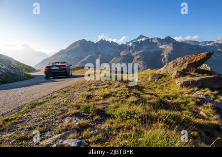 France, Savoie, Parc national de la Vanoise, Val-d'Isère, route des grandes Alpes à 2552 m près du Col de l'Iseran, entre Val-d'Isère et Bonneval-sur-Arc Banque D'Images