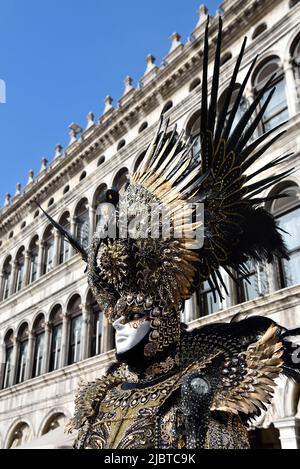 Italie, Venetia, Venise, classée au patrimoine mondial de l'UNESCO, carnaval de Venise sur la place Saint-Marc Banque D'Images