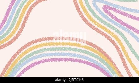 Arrière-plan abstrait de couleur pastel vectorisé à la main avec espace de copie et rayures arc-en-ciel. Modèle panoramique tendance pour bannière design, publicités Illustration de Vecteur