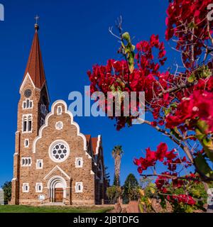 La Namibie, Windhoek, Khomas region, Christ Church (ou l'église luthérienne Christuskirche), conçu par l'architecte Gottlieb Redecker Banque D'Images