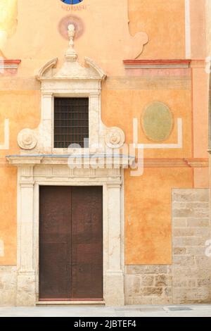 Espagne, Valence, Plaza San Nicolás, porte annexe à l'église de San Nicolás de Bari et San Pedro Mártir (façade du 18th siècle) Banque D'Images