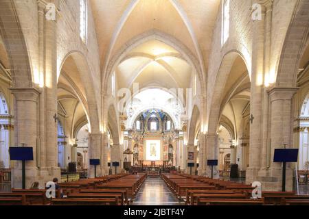 Espagne, Valence, cathédrale Sainte-Marie (13th-18th siècle), nef principale Banque D'Images