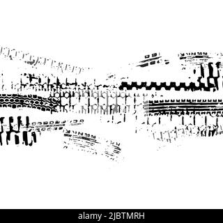 Traces de la bande de roulement d'une voiture, d'une moto ou d'une bicyclette.Motocross, rallye, piste, traces de roues grungy.Vecteur. Illustration de Vecteur