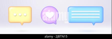 3d bulles de parole définies, des citations de dialogue de chat réalistes Illustration de Vecteur