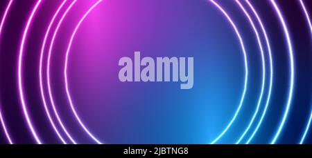 Arrière-plan néon abstrait, tunnel de cercle dégradé bleu-rose. Illustration de Vecteur