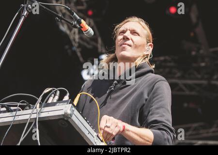 Copenhague, Danemark. 11th août 2018. Nikolaj Manuel Vonsild, du duo danois cancer, se produit au festival Haven à Copenhague. (Photo de Valeria Magri/SOPA Images/Sipa USA) crédit: SIPA USA/Alay Live News Banque D'Images