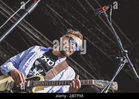 Copenhague, Danemark. 11th août 2018. Kristian Finne Kristensen, du duo danois cancer, se produit au festival Haven à Copenhague. (Photo de Valeria Magri/SOPA Images/Sipa USA) crédit: SIPA USA/Alay Live News Banque D'Images