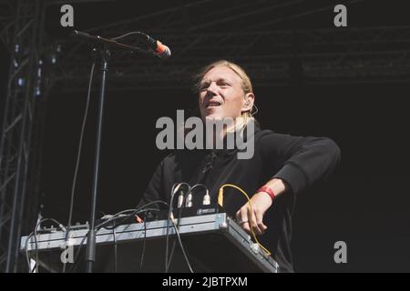 Copenhague, Danemark. 11th août 2018. Nikolaj Manuel Vonsild, du duo danois cancer, se produit au festival Haven à Copenhague. (Photo de Valeria Magri/SOPA Images/Sipa USA) crédit: SIPA USA/Alay Live News Banque D'Images