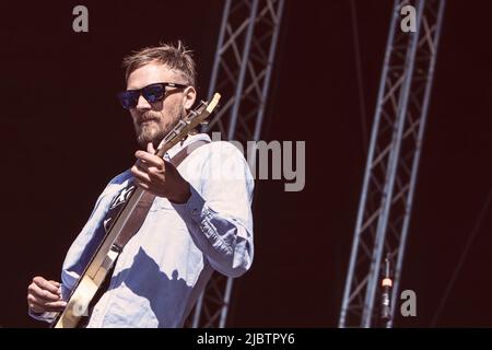 Copenhague, Danemark. 11th août 2018. Kristian Finne Kristensen, du duo danois cancer, se produit au festival Haven à Copenhague. (Photo de Valeria Magri/SOPA Images/Sipa USA) crédit: SIPA USA/Alay Live News Banque D'Images