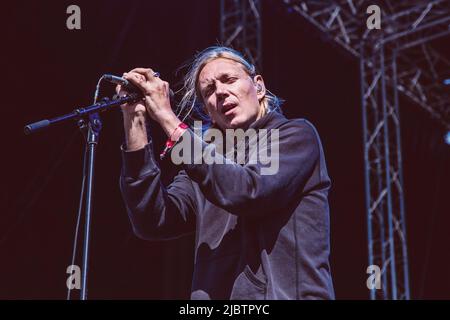 Copenhague, Danemark. 11th août 2018. Nikolaj Manuel Vonsild, du duo danois cancer, se produit au festival Haven à Copenhague. (Photo de Valeria Magri/SOPA Images/Sipa USA) crédit: SIPA USA/Alay Live News Banque D'Images