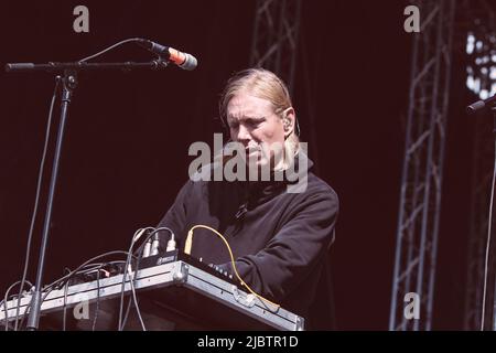 Copenhague, Danemark. 11th août 2018. Nikolaj Manuel Vonsild, du duo danois cancer, se produit au festival Haven à Copenhague. (Photo de Valeria Magri/SOPA Images/Sipa USA) crédit: SIPA USA/Alay Live News Banque D'Images