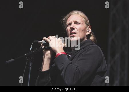 Copenhague, Danemark. 11th août 2018. Nikolaj Manuel Vonsild, du duo danois cancer, se produit au festival Haven à Copenhague. (Photo de Valeria Magri/SOPA Images/Sipa USA) crédit: SIPA USA/Alay Live News Banque D'Images