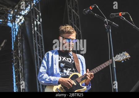 Copenhague, Danemark. 11th août 2018. Kristian Finne Kristensen, du duo danois cancer, se produit au festival Haven à Copenhague. (Photo de Valeria Magri/SOPA Images/Sipa USA) crédit: SIPA USA/Alay Live News Banque D'Images