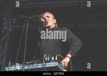 Copenhague, Danemark. 11th août 2018. Nikolaj Manuel Vonsild, du duo danois cancer, se produit au festival Haven à Copenhague. (Photo de Valeria Magri/SOPA Images/Sipa USA) crédit: SIPA USA/Alay Live News Banque D'Images