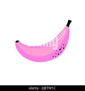 Icône banane rose dessinée à la main, illustration de fruits dessinés à la main. Logo simple sur fond isolé. Illustration de Vecteur