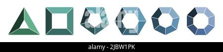 Ensemble de polygones d'infographie triangulaire et carrée, diagramme de pentagone et d'hexagone, modèle de schéma d'heptagon et d'octogone. Disposition des éléments séparés. Vert, menthe Illustration de Vecteur