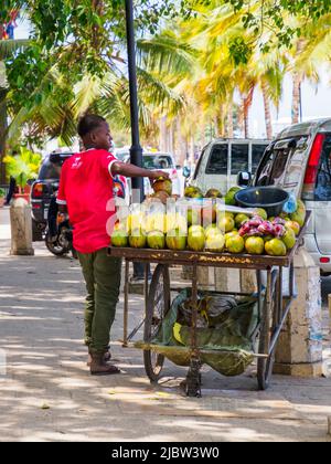 Zanzibar, Tanzanie - Jan 2021: r. La vie quotidienne des Africains sur l'île de Zanzibar, Afrique. Banque D'Images