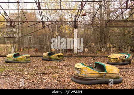 Biens et bâtiments abandonnés dans la zone d'exclusion de Tchernobyl, en Ukraine Banque D'Images