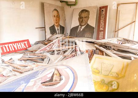 Biens et bâtiments abandonnés dans la zone d'exclusion de Tchernobyl, en Ukraine Banque D'Images