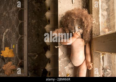 Biens et bâtiments abandonnés dans la zone d'exclusion de Tchernobyl, en Ukraine Banque D'Images