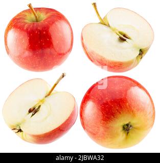 collection de pommes rouges isolées sur un fond blanc avec un chemin d'écrêtage. Banque D'Images