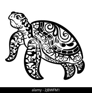 Illustration isolée de la tortue, de l'animal et du vecteur de mer sur fond blanc. Concept pour logo, cartes , icône,tatouage Illustration de Vecteur