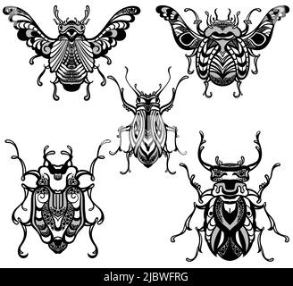 Illustration vectorielle avec des insectes. Tatouage conception de bugs. Illustration de Vecteur