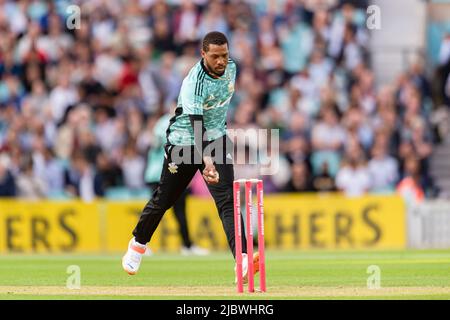 LONDRES, ROYAUME-UNI. 08th juin 2022. Pendant le Blast Vitality - Surry vs Sussex Sharks au terrain de cricket ovale de Kia mercredi, 08 juin 2022 à LONDRES, ANGLETERRE. Credit: Taka G Wu/Alay Live News Banque D'Images