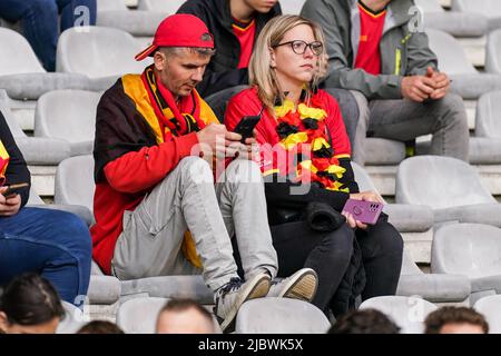 BRUXELLES, BELGIQUE - JUIN 8 : supporters de la Belgique lors de la Ligue des Nations de l'UEFA Un match du Groupe 4 entre la Belgique et la Pologne au Stade Roi Baudouin sur 8 juin 2022 à Bruxelles, Belgique (photo de Joris Verwijst/Orange Pictures) Banque D'Images