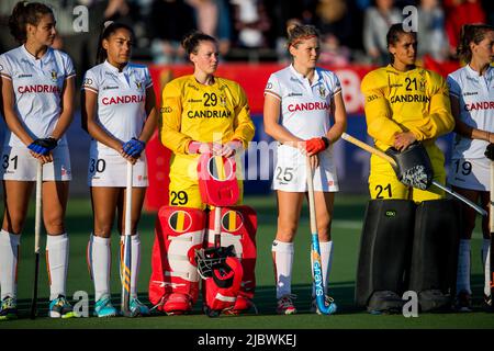 Wilrijk, Anvers. 08 juin 2022, les Red Panthers photographiés au début d'un match de hockey entre les Belge Red Panthers et la Chine dans la scène de groupe (jeu 10 sur 16) de la Women's FIH Pro League, mercredi 08 juin 2022 à Wilrijk, Anvers. BELGA PHOTO LAURIE DIEFFEMBACQ Banque D'Images